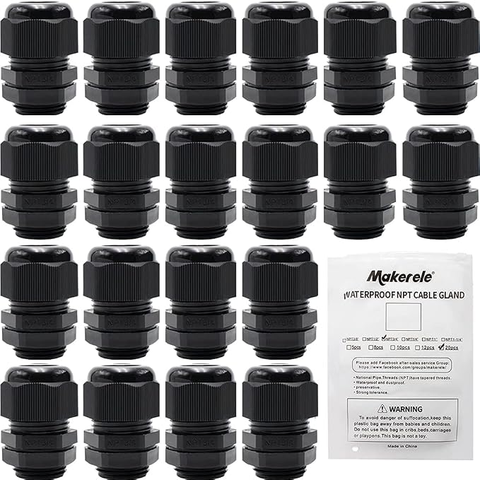MAKERELE Nylon Waterproof 3/4'' NPT Cable Gland Strain Relief IP68 | 3/4 Inch by MAKERELE