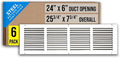 Fits 24x6 Duct Opening | Steel Return Air Grille by Handua | Vent Cover Grill by Handua