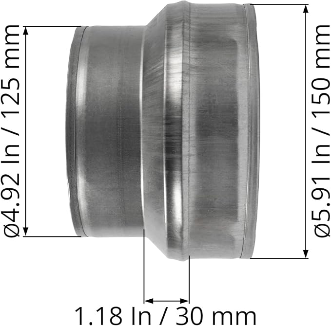 6" to 5" Inch Male-Fit Galvanized Steel Round Duct Reducer - Image 6