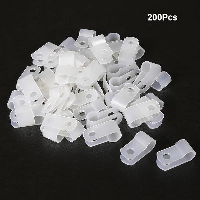 200Pcs White Nylon R-Type Cable Clamps, 1/4 Inch Wire Clips | Nylon durable - Image 7