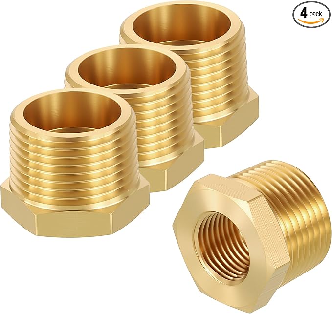 4 Pack Male to FeMale Adapters, 3/4" MNPT x 3/8" FNPT Brass Hex Bushing Reducer by Rebower