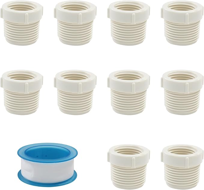 Litoexpe 10PCS 3/4" Male Thread to 1/2" Female Threaded PVC Pipe, Adaptor by PRATICALPRODUCTS