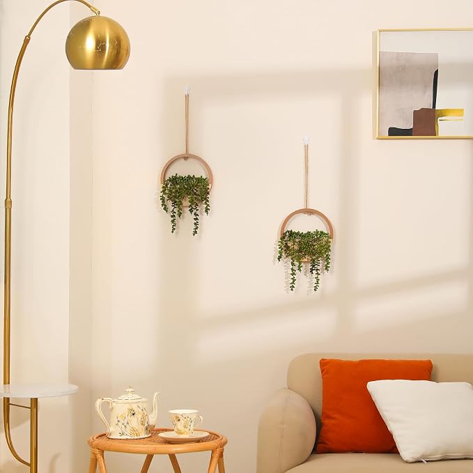 2 Pack Fake Plants Artificial Wall Hanging Succulents Plant | Boho Hanging - Image 8