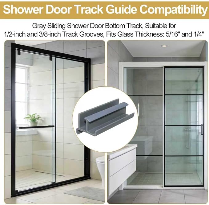 Gray Sliding Shower Door Bottom Guide - Image 7