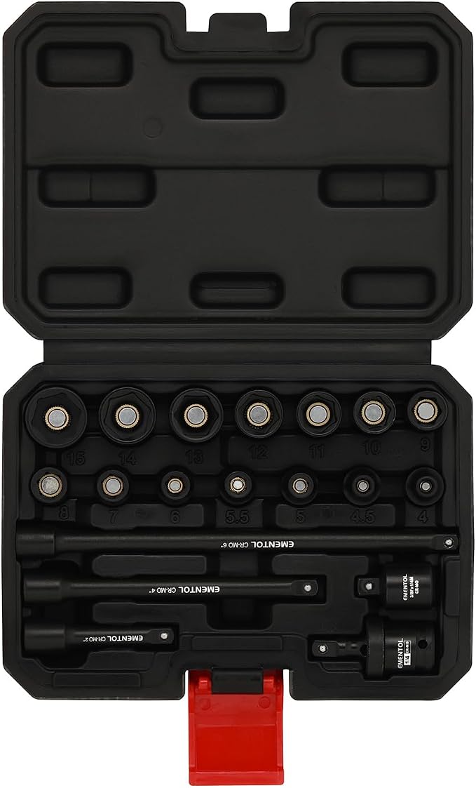 EMENTOL 1/4 Inch Drive Magnetic Impact Socket Set, 19-Piece Metric, 6 Point - Image 6