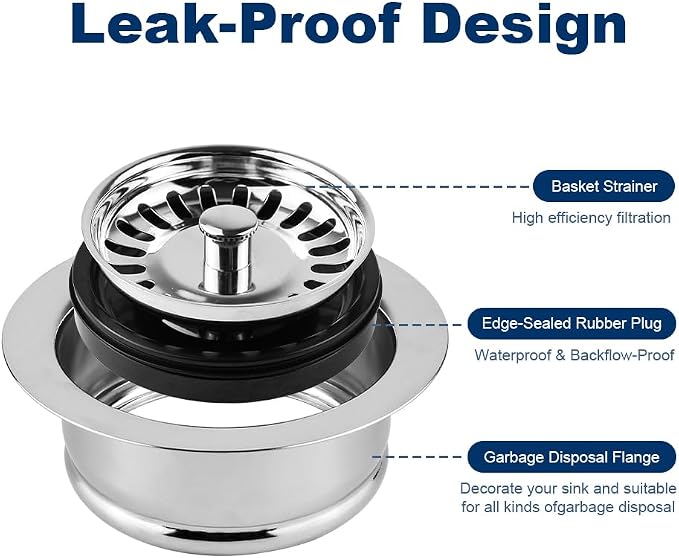 ZM Garbage Disposal Strainer and Stopper Combo, 3.5" Sink Drain, SUS 304 Steel - Image 6