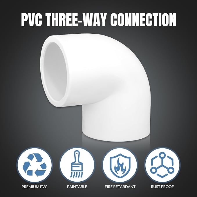 20 Pack 1/2inch 90 Degree PVC Elbow Pipe Fittings, 2 Way Right Angle Furniture - Image 4