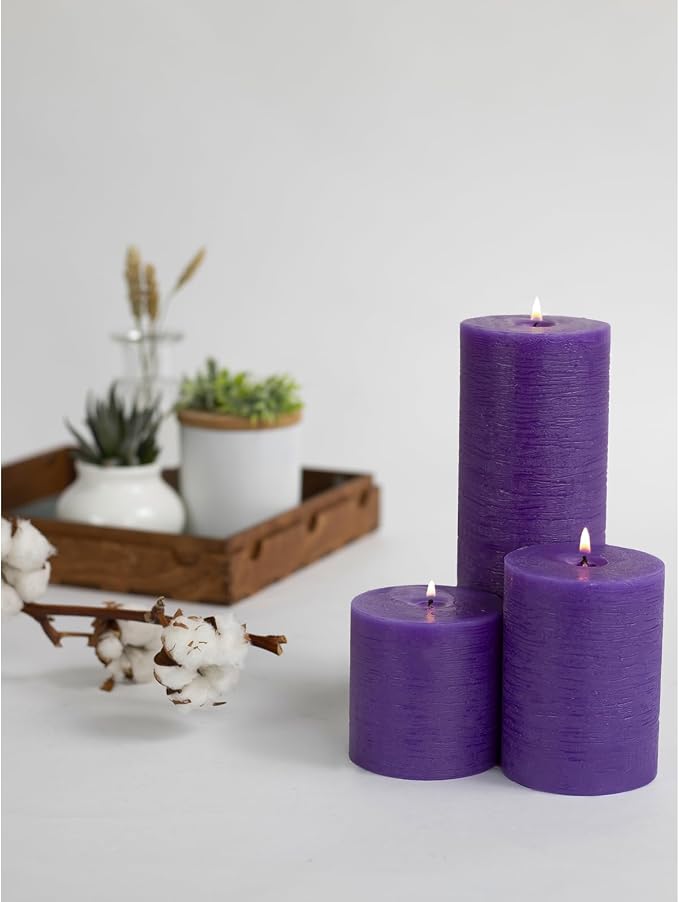 Assorted Pillar Candles Set of 3 – Sizes 3", Rustic Style - Image 6