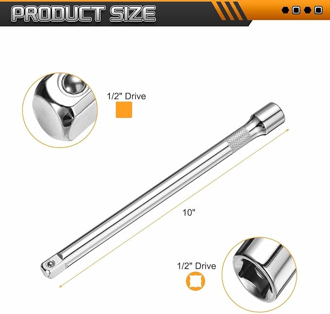 HARFINGTON 1pcs Socket Extension Bar 1/2" Drive 10" Long Extension Bars Impact - Image 2