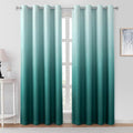 HOMEIDEAS Teal Ombre 100% Blackout 52W x 96L 2 Panels | Gradient, Room Darkening by HOMEIDEAS
