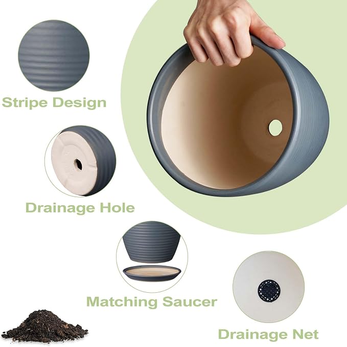 8 Inch Ceramic Plant Pot Large Planter Pot - Image 5