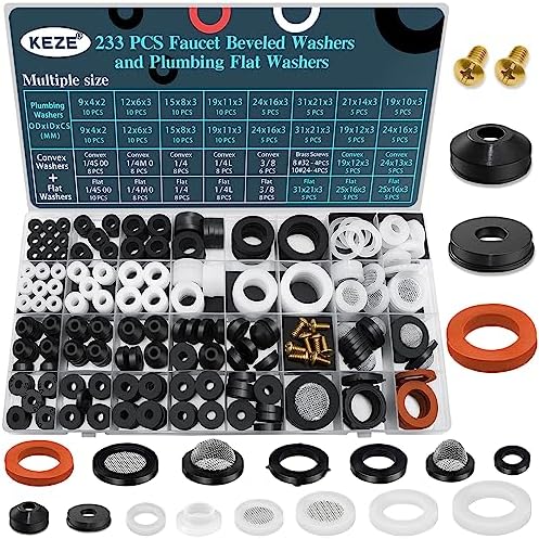KEZE 233 Pcs Plumbing and Faucet Washers Assortment Kit by KEZE