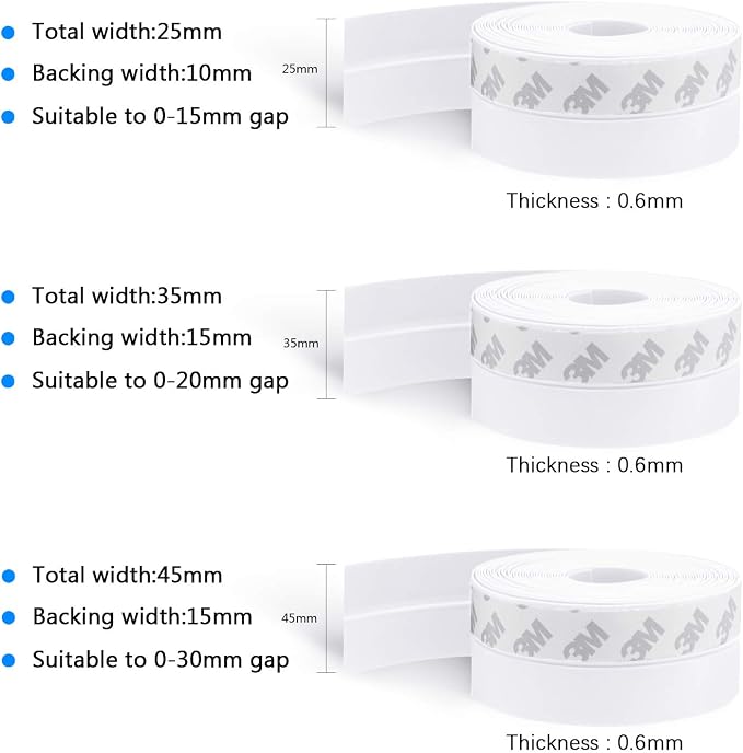 TAROSE Weather Stripping Door Seal, 33 Feet Long White | Shower Door Seal Strip - Image 2