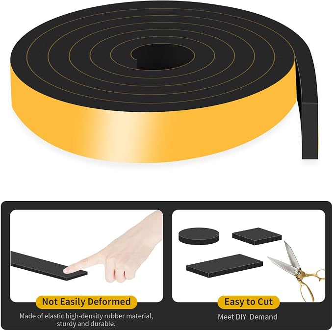 Door Seal Strip, High Density CR Insulation Tape, 2 in x 3/8 in x 6.5Ft | - Image 6