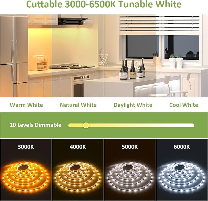 20ft Tunable White LED Strip Lights Dimmable 3000K-6500K 24V - Image 3