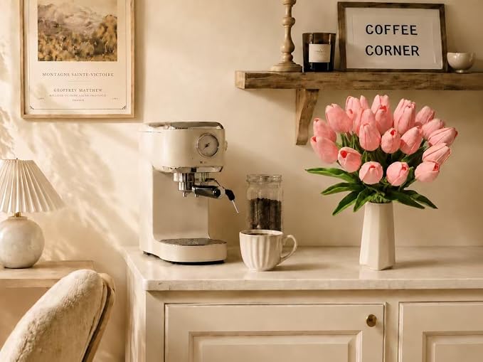 Mandy's 20pcs Artificial Light Pink Tulips | 13.5 Inch Lifelike PU Tulips Faux - Image 4