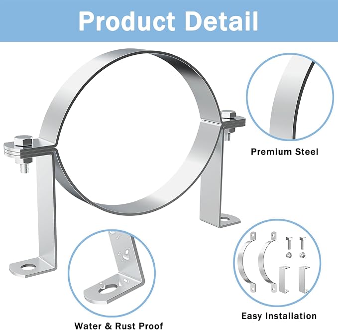 6 Inch B Vent Wall Strap Round Gas Vent Pipe Strap Adjustable Wall Strap Round - Image 5