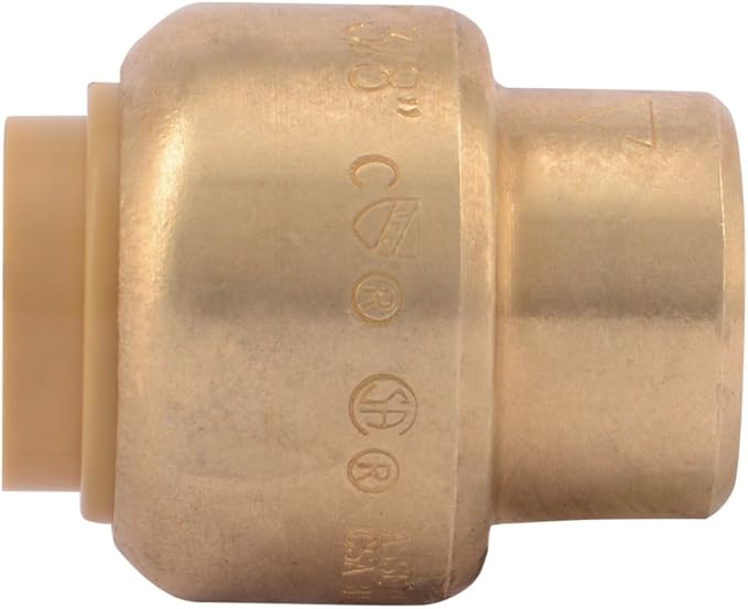 SharkBite 3/8 Inch Push Cap, Push to Connect Brass Plumbing Fitting, PEX Pipe - Image 3