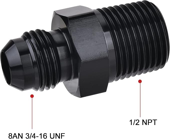 EVIL ENERGY 8AN Male Flare to 1/2" NPT Pipe Fitting Adapter Aluminum Straight - Image 2