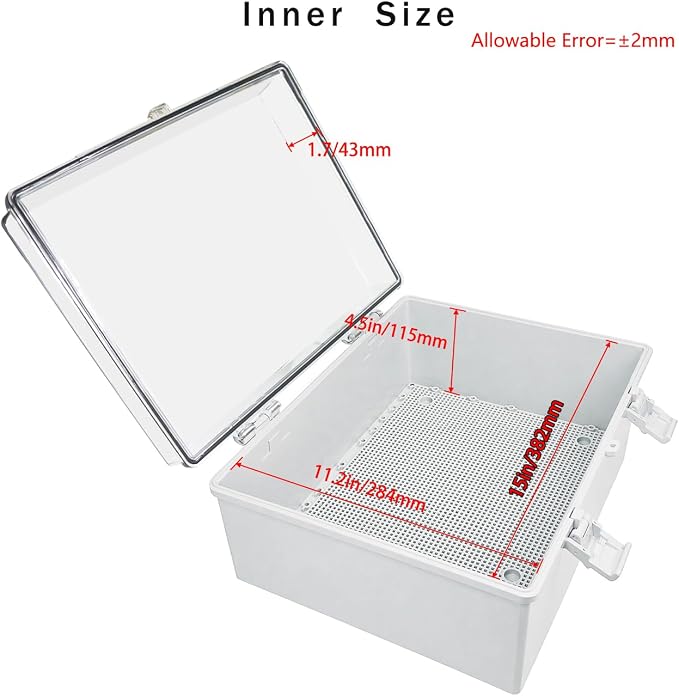 Junction Box, Hinged Grey Clear Cover IP67 Waterproof ABS Project Box - Image 3