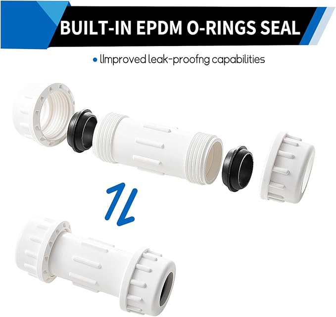DONWARE 2-Pack 11/4-inch PVC Compression Coupling, Quick Union Connecting - Image 2