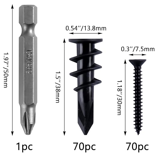 140PCs #8 Self Drilling Drywall Anchors, Heavy Duty Dry Wall Anchors and Flat - Image 8