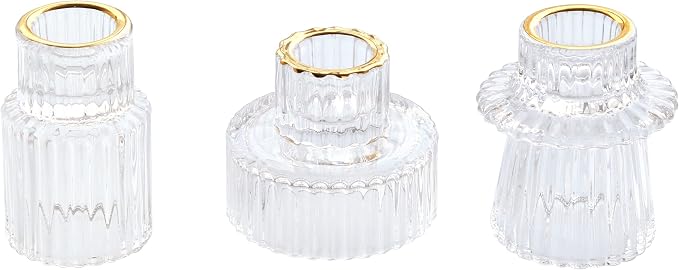 Vixdonos Taper Glass Candlestick Holders Tealight Candle Holders by Vixdonos