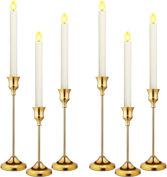 Candlestick Holders 6 PCS Metal Taper Candle Holders, KSWING Gold Candle Stick - Image 9