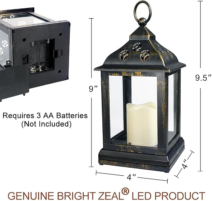 2-Pack 9.5" Distressed Bronzes Indoor Candle Lantern - Image 7