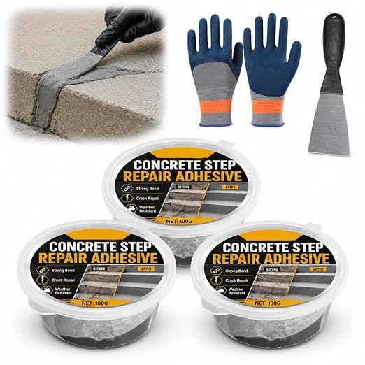 Concrete Step Repair Adhesive Filler Crack Cracks Cement Patch Wall Hole | by Unknown