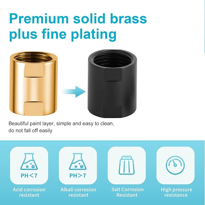 OFFO Shower Pipe Fitting, Brass Converter Adapter, G1/2 x G1/2 in Female Thread - Image 6