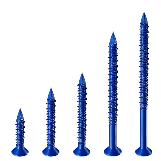 Wensilon 49 PCS) 1/4"" Concrete Screw Anchor Kit Blue Flat Head - Image 5