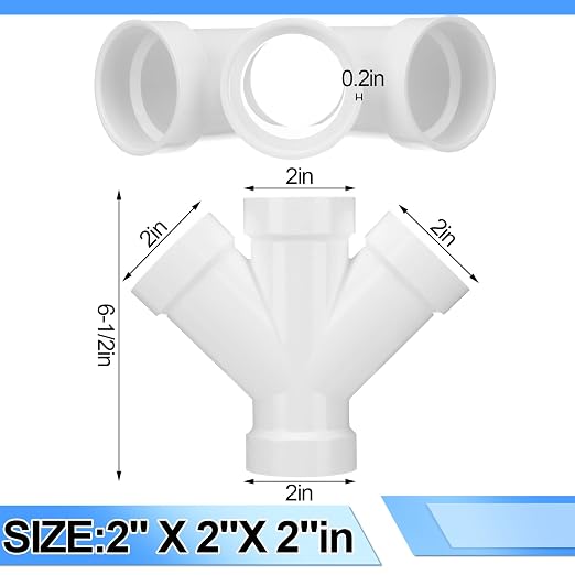 Pushglossy 2 Pcs 2 Inch Schedule 40 PVC Dwv Double Wye Fitting | Schedule 40 - Image 2