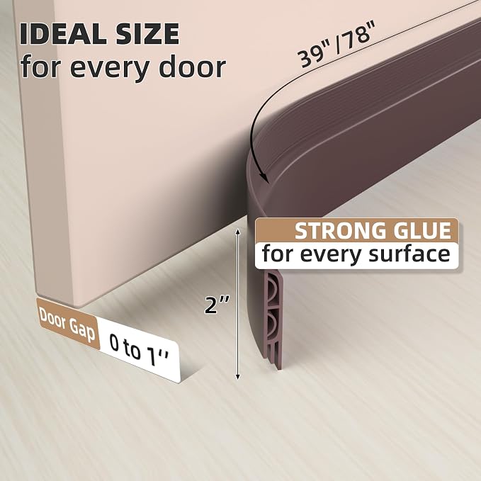 KNEELISA 39" Brown Under Door Draft Stopper Interior - Image 4