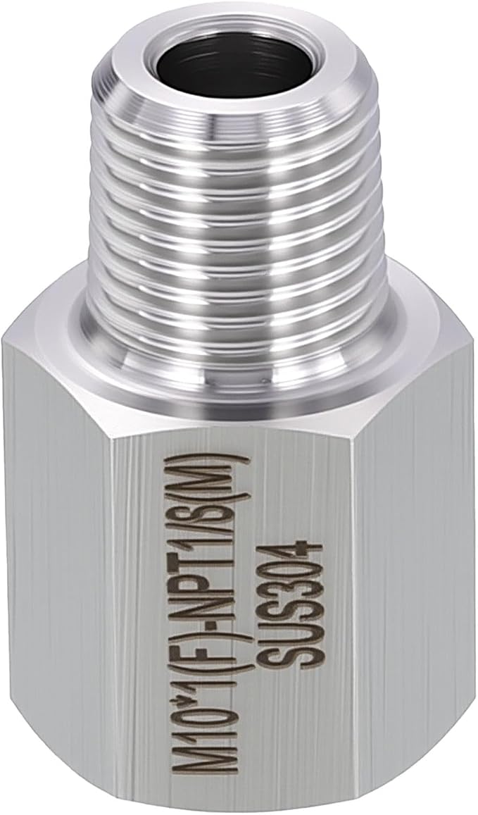 1 Pack 304 Stainless Steel FeMale to Male Adapter, M10*1 FeMale x 1/8" Male NPT by Rebower