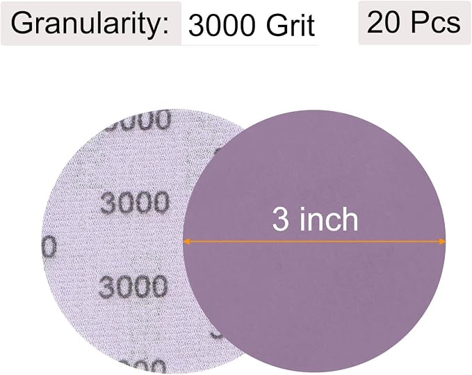 uxcell 20Pcs 3-Inch Purple Sanding Discs 3000 Grits Hook and Loop Professional - Image 2
