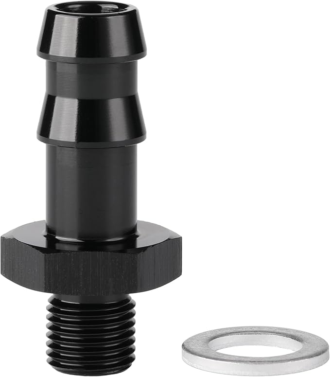 M10x1.0 Male Metric to 3/8 Barb Fuel Pump Outlet Adapter Fitting Aluminum Black by Podavelle
