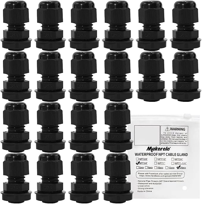 MAKERELE NPT 1/4” Cable Glands IP68 Waterproof Strain Relief Cord Connector | by MAKERELE