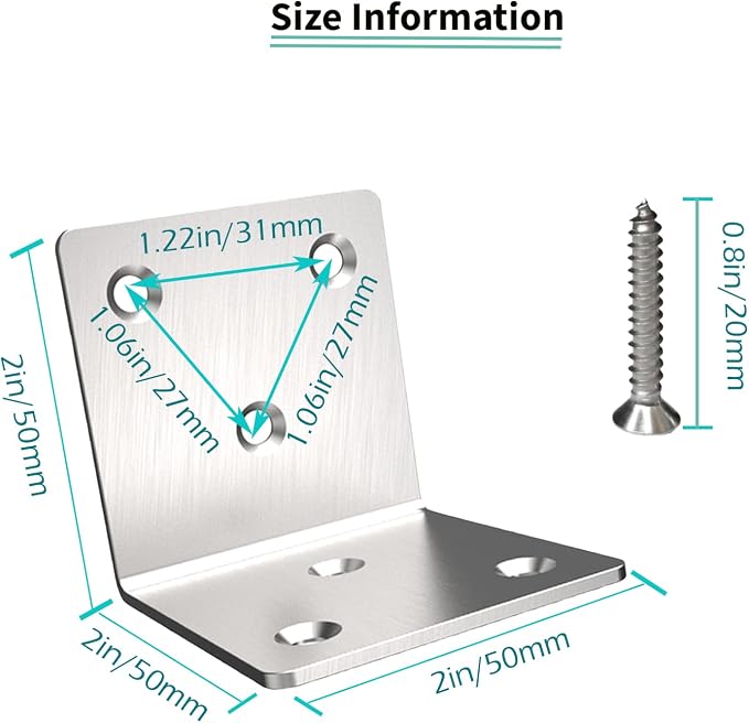 Stainless Steel Corner Bracket, Joint Right Angle Bracket, L Shape Heavy Duty - Image 3