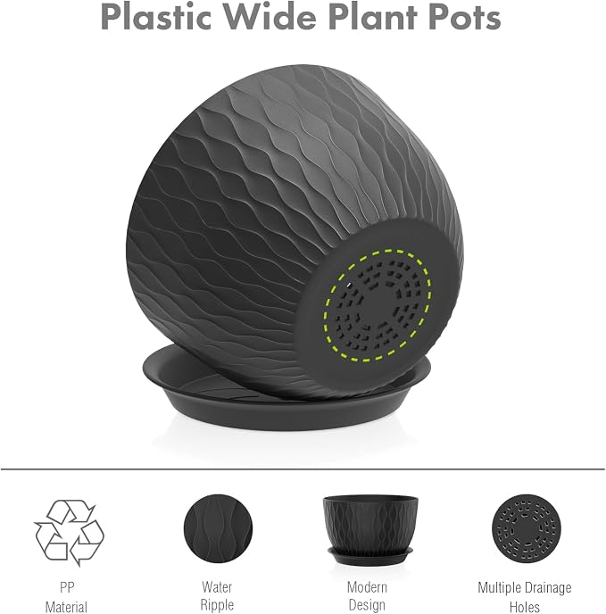 Meowell 12/10/9 inch Large Plant Pots, 3 Pack Wide Flower Pots - Image 4