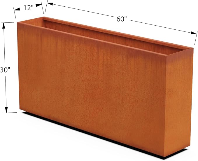 Large Rectangular Planters for Outdoor Plants | 60-Inch Extra Large Corten - Image 5