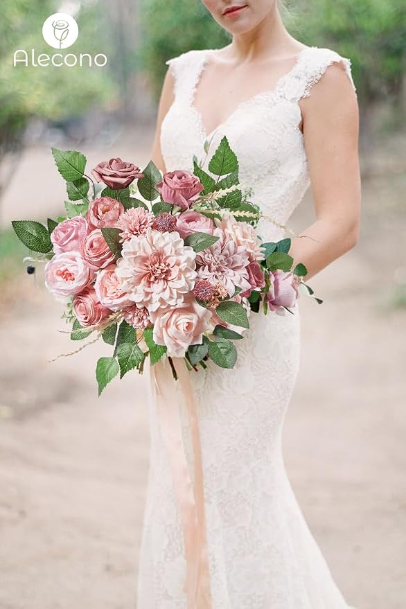 Alecono Dusty Pink Artificial Flowers, Cake Decor, Table Centerpiece, Baby - Image 5