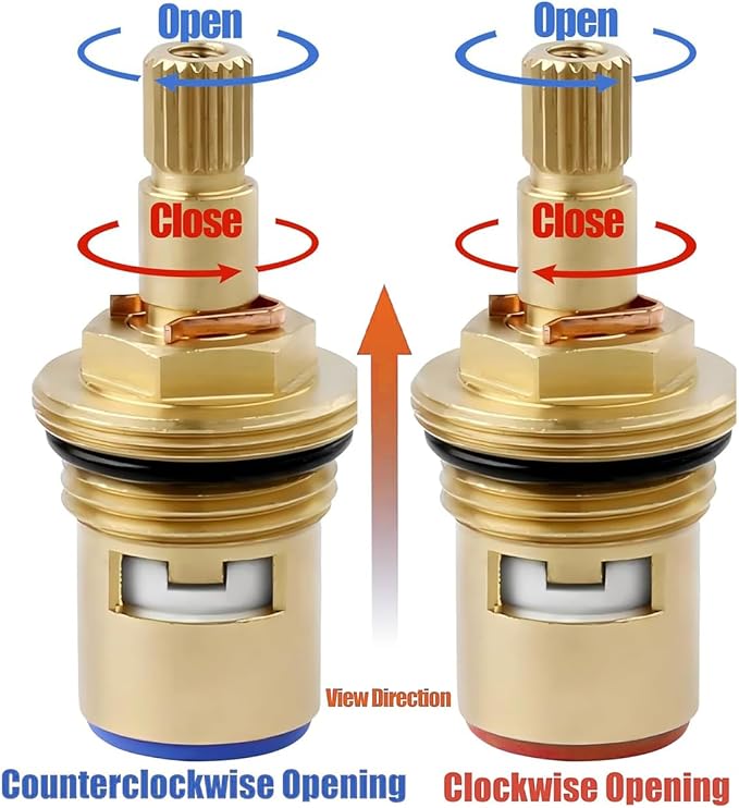 Wolfride 2Pcs Faucet Cartridge Replacement, 20 Teeth G1/2" Brass Ceramic Stem - Image 6