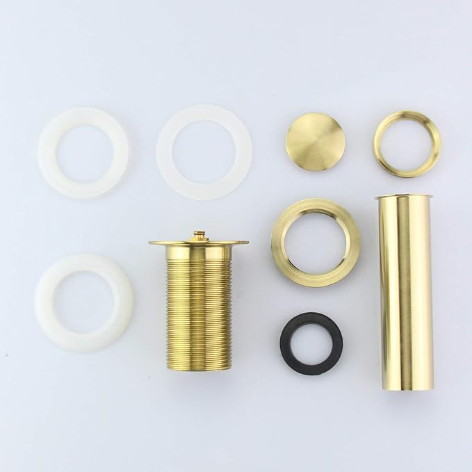 Bathroom Sink Pop Up Drain Without Overflow, Small Cap, Brushed Gold - Image 4