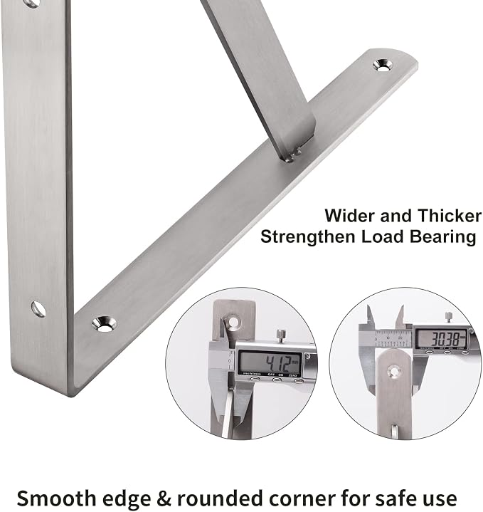 YUMORE 18 Inch Shelf Bracket, Heavy Duty L Bracket, 2 Pack - Image 3