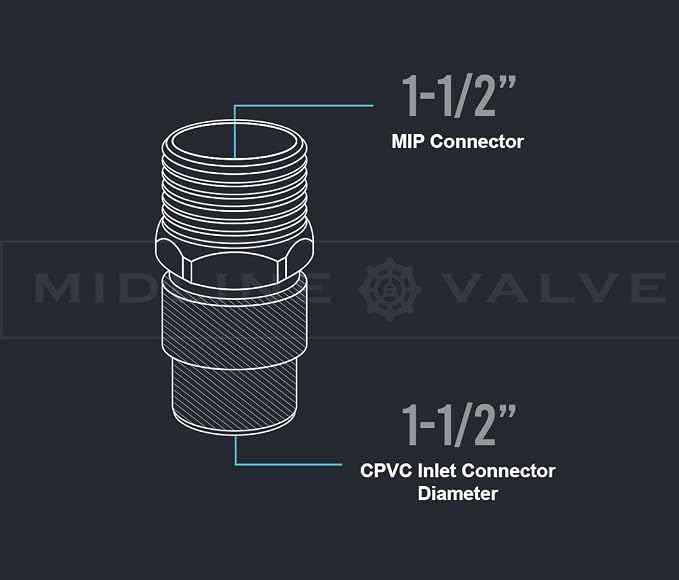 Midline Valve TTDQN112-OM-5 Male x CPVC Adapter Transition Pipe Fitting Durable - Image 5