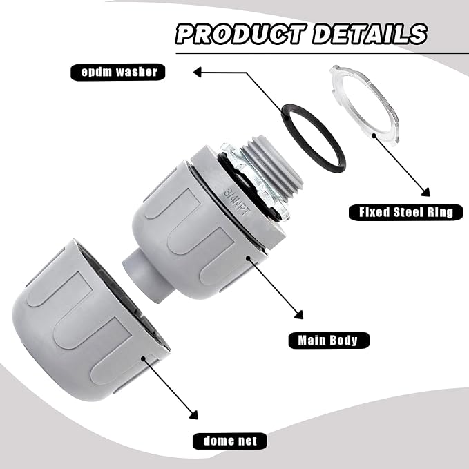 3/4 inch Liquid Tight Connector PVC Flexible Conduit Connector, Straight 180 - Image 3