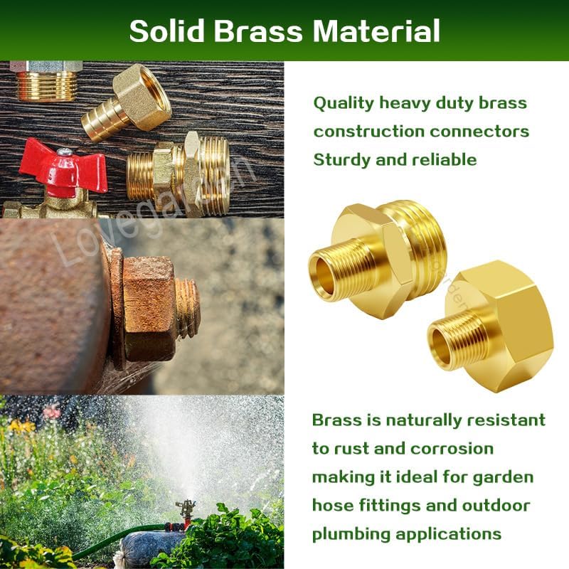 Lovegarden 2PCS 3/8 Compression Male to 3/4 GHT Garden Faucet Bushing Kit - Image 5