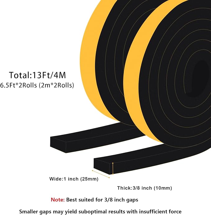 Thick Foam Tape for Garage Doors & Large Gaps, Strong Adhesive | Blocks drafts - Image 6