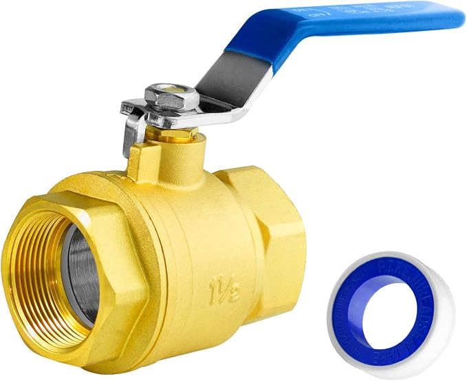 WiseWater 1.5" NPT Full Port Brass Ball Valve, UPC Certified | 1/4 Turn Blue by WiseWater